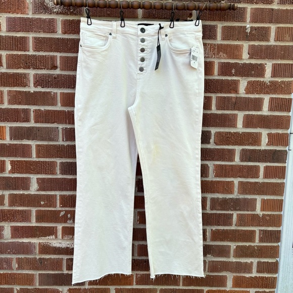 KUT NWT Kelsey High Rise Ankle Kick Flare Cream Color Women’s Jeans Sz 16 - Picture 1 of 11